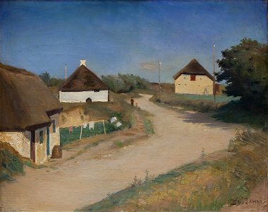 Fridolin Johansen - Houses Alongside a Road in Morsø, Jutland - KMS3988 - Statens Museum for Kunst