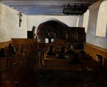 Fridolin Johansen - A church Service in the Island of Mors, Jutland - KMS4284 - Statens Museum for Kunst