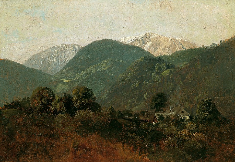 Friedrich August Mathias Gauermann - Blick von Scheuchenstein zum Gauermannhof mit Schneeberg im Hintergrund - 3290 - Österreichische Galerie Belvedere