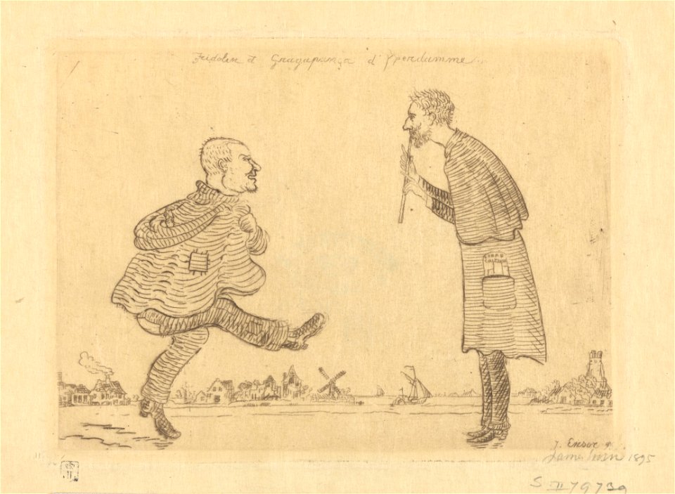 Fridolin and Grapapança of Yperdamme, print by James Ensor, 1895, Prints Department, Royal Library of Belgium, S. II 79739