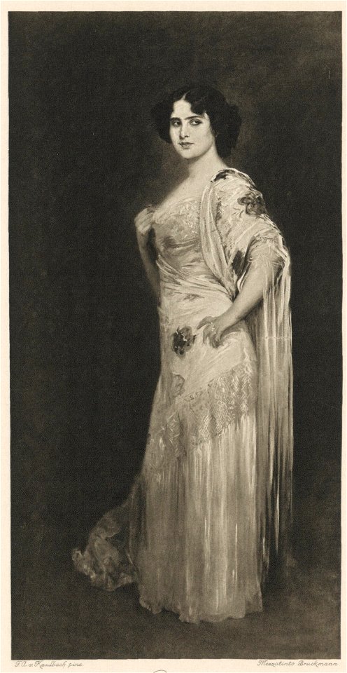 Friedrich August von Kaulbach - Portrait of Rosario Guerrero. Mezzotinto