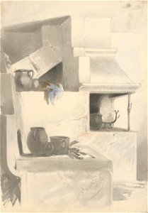 Friedrich Carl von Scheidlin - Sketch of Fireplace with Kitchen Utensils - K 325 - Slovak National Gallery