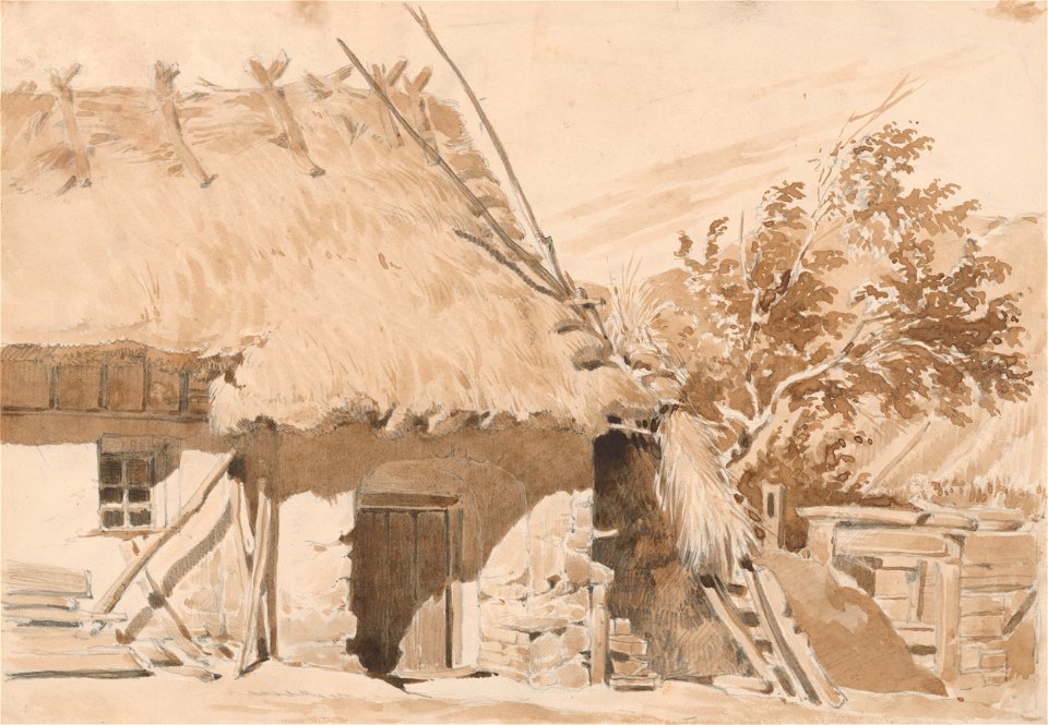Friedrich Carl von Scheidlin - Study of Cottage with Thatched Roof - K 336 - Slovak National Gallery