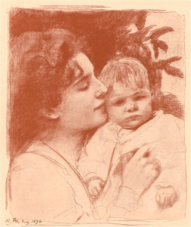 Friedrich August von Kaulbach - Frida Scotta mit Tochter Doris, August 1898