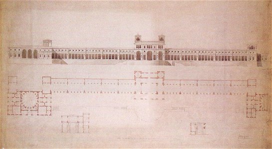 Friedrich August Stüler - Orangerie - Ansicht, Grundriss, Schnitte