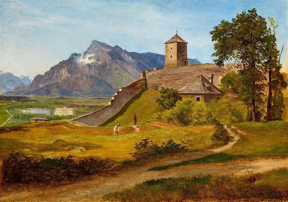 Friedrich Loos - Das Militärwachthaus und der Josefsturm auf dem Salzburger Mönchsberg - 5465 - Österreichische Galerie Belvedere