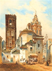 Friedrich Eibner Kirche Santa Catalina in Sevilla 1873. Free illustration for personal and commercial use.