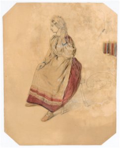 Friedrich Carl von Scheidlin - Seated Young Woman in a Folk Costume - K 306 - Slovak National Gallery