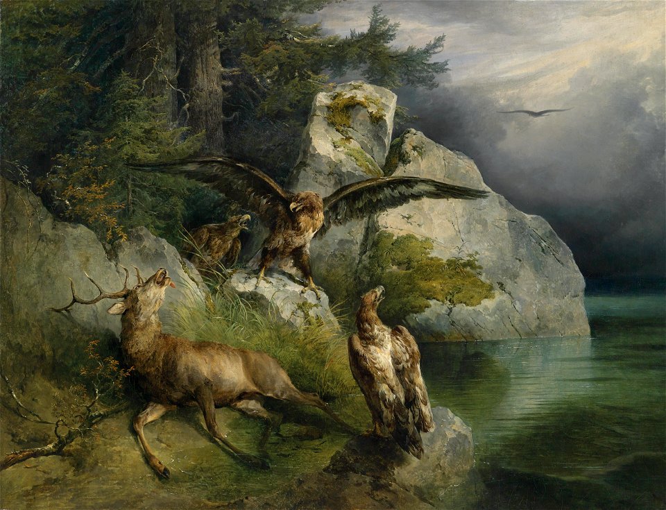 Friedrich Gauermann Adler und sterbender Hirsch 1836