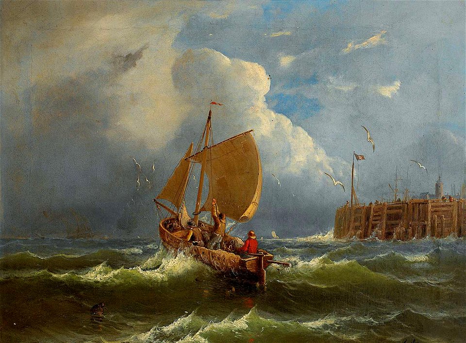 Friedrich Weiss - Auslaufendes Fischerboot bei bewegter See