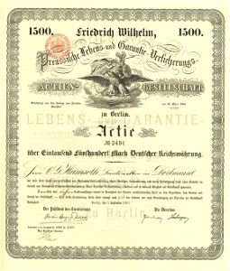 Friedrich Wilhelm, Preussische Lebens- und Garantie-Versicherungs-AG 1901