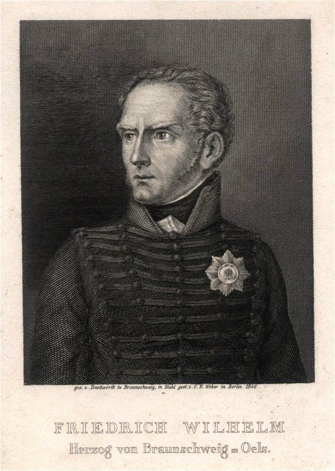 Friedrich Wilhelm, Herzog von Braunschweig-Oels, 1840. Free illustration for personal and commercial use.