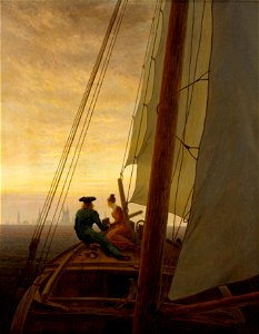 Caspar David Friedrich - On the Sailing Boat - WGA8255. Free illustration for personal and commercial use.