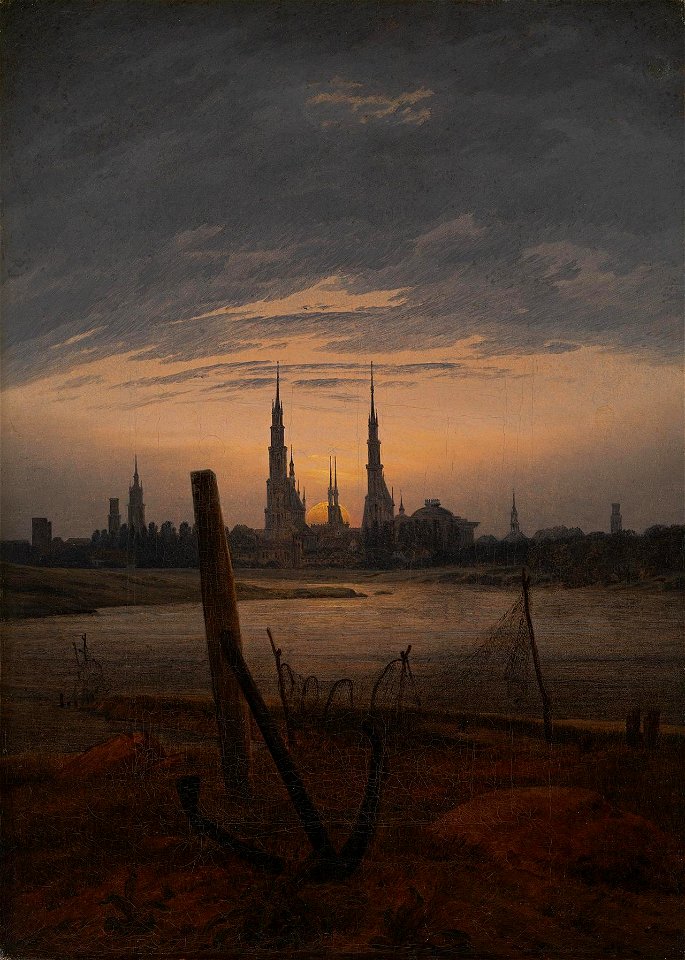 Caspar David Friedrich - Stadt bei Mondaufgang (ca.1817)