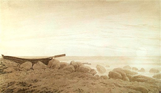 Caspar David Friedrich - Boot auf dem Strand, Mondaufgang