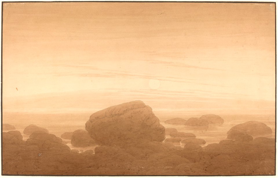Caspar David Friedrich - Mondaufgang über einsamem Ufer