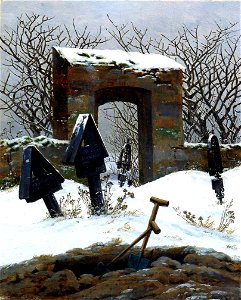 Caspar David Friedrich - Graveyard under Snow - Museum der bildenden Künste
