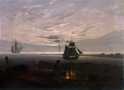 Caspar David Friedrich - Abend am Ostseestrand. Free illustration for personal and commercial use.