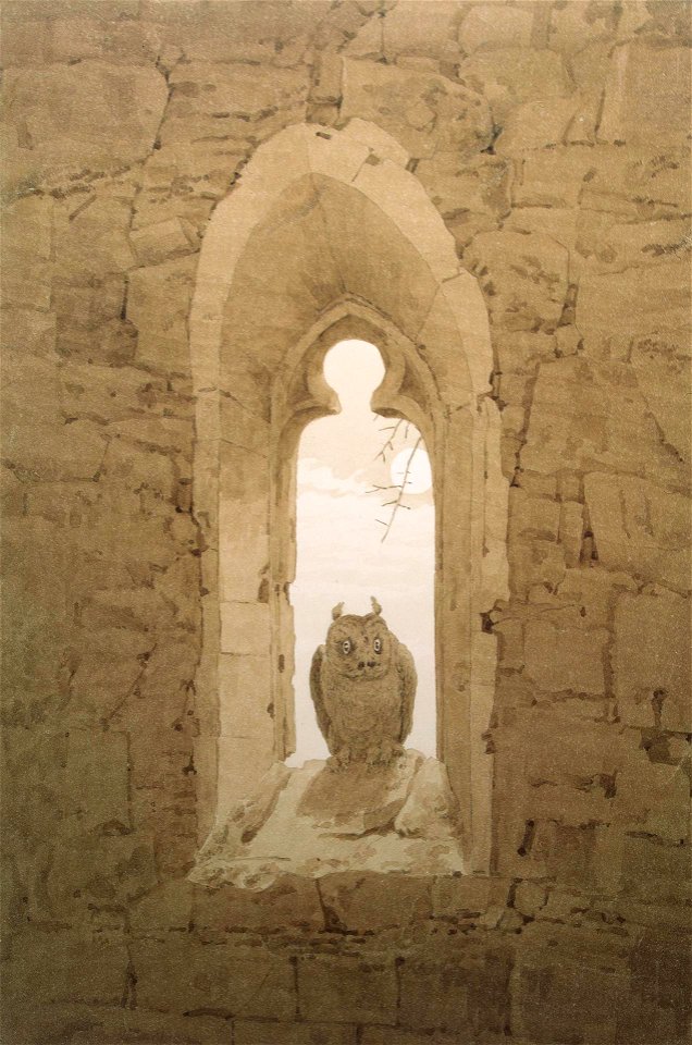 Caspar David Friedrich - Eule in der gotischen Fensternische (ca.1836)