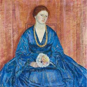 Woman with a Blue Dress by Frederick Carl Frieseke, 1917