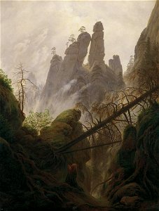 Caspar David Friedrich - Felsenlandschaft im Elbsandsteingebirge. Free illustration for personal and commercial use.