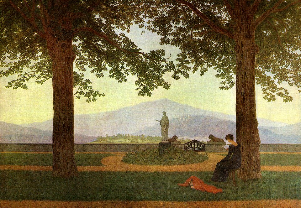Caspar David Friedrich - Gartenterrasse (Schlossterrasse, Blick von der Terrasse des Schlosses Erdmannsdorf)