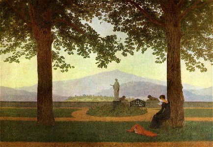 Caspar David Friedrich - Gartenterrasse (Schlossterrasse, Blick von der Terrasse des Schlosses Erdmannsdorf)