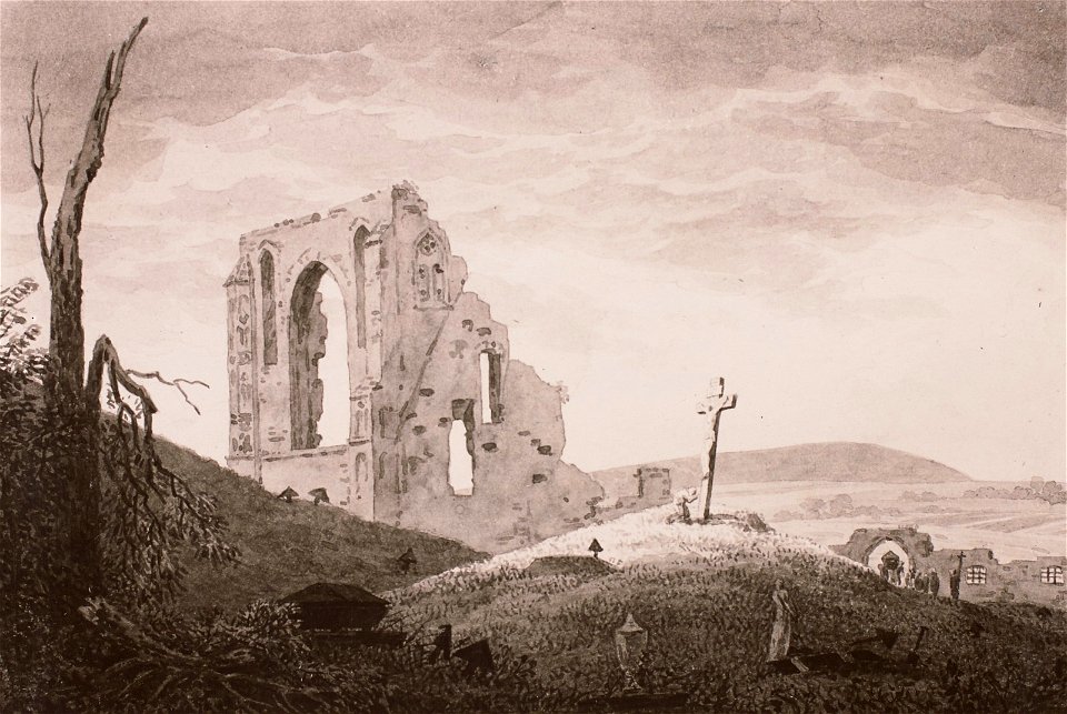 Caspar David Friedrich - Ruine Eldena mit Begräbnis