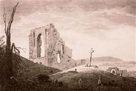 Caspar David Friedrich - Ruine Eldena mit Begräbnis