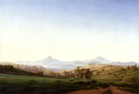 Caspar David Friedrich - Böhmische Landschaft mit dem Milleschauer (1808)