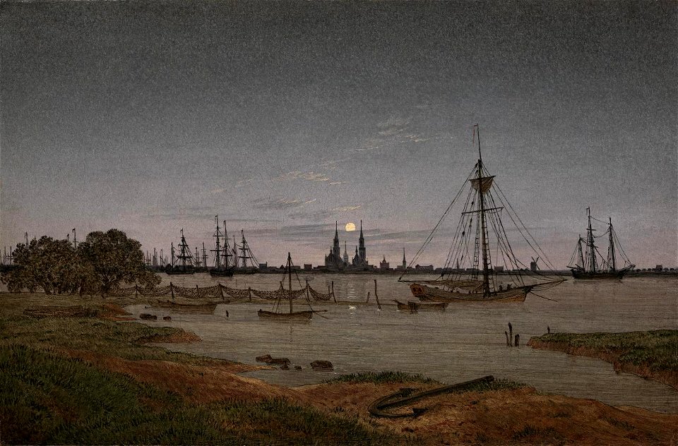 Caspar David Friedrich - Hafen bei Mondschein (1811)