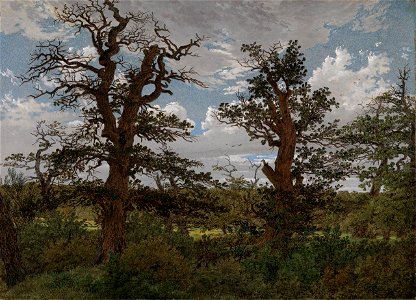 Caspar David Friedrich - Landschaft mit Eichen und Jäger (1811)