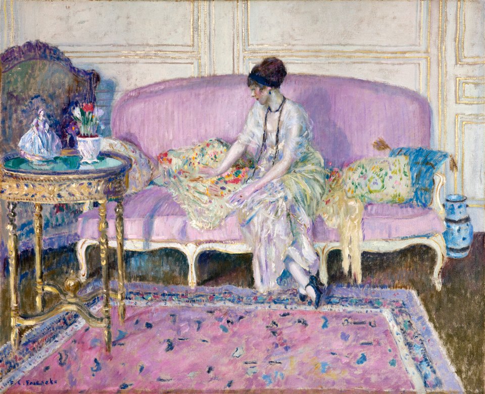 Frederick Carl Frieseke - Woman Seated on Sofa in Interior - 36-1995 - Saint Louis Art Museum