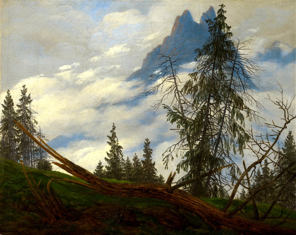 Caspar David Friedrich - Berggipfel mit ziehenden Wolken (1835)