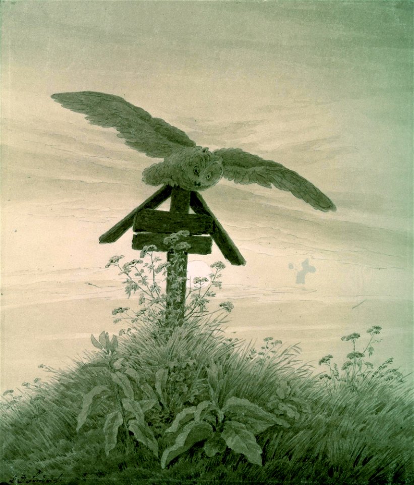 Caspar David Friedrich - Eule auf einem Grabkreuz