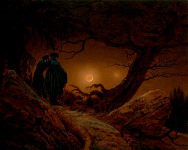 Caspar David Friedrich - Two Men Contemplating the Moon - Google Art Project. Free illustration for personal and commercial use.