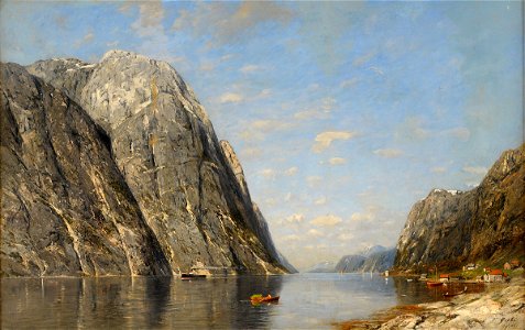 Fritz Grebe Sommerlicher Fjord mit Fischerdorf