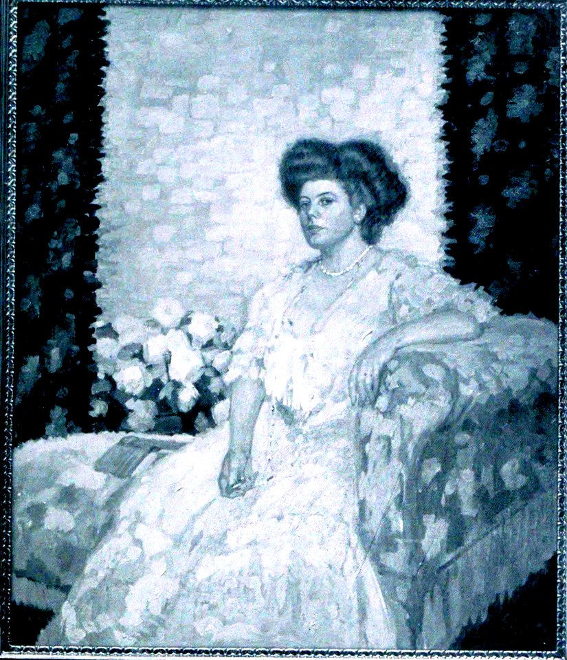 Fritz Erler (geb. 15. Dezember 1868 in Frankenstein (Schlesien), gest. 11. Dezember 1940 in München), Bildnis Frau Rudolf Chillingworth im Haus Chillingworth, Liebigstraße 3, Nürnberg-Wördh