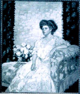 Fritz Erler (geb. 15. Dezember 1868 in Frankenstein (Schlesien), gest. 11. Dezember 1940 in München), Bildnis Frau Rudolf Chillingworth im Haus Chillingworth, Liebigstraße 3, Nürnberg-Wördh