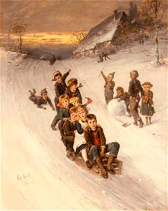 Fritz Beinke Rodelnde Kinder