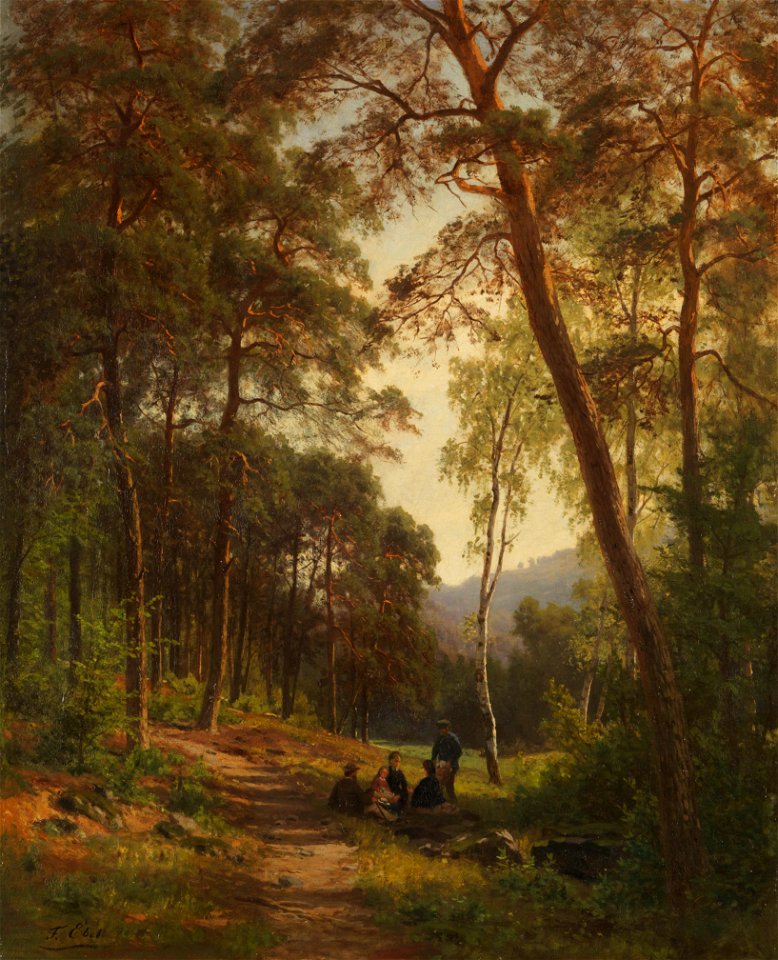Fritz Ebel Picknick auf der Waldlichtung