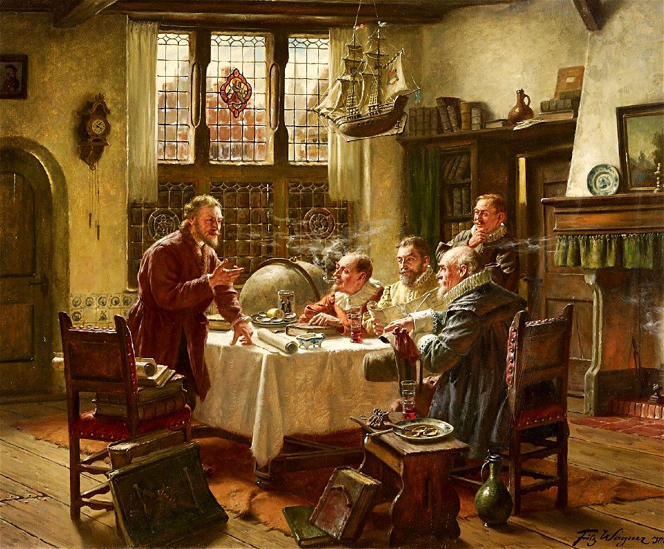Fritz Wagner Diskutierende Herren im Studierzimmer