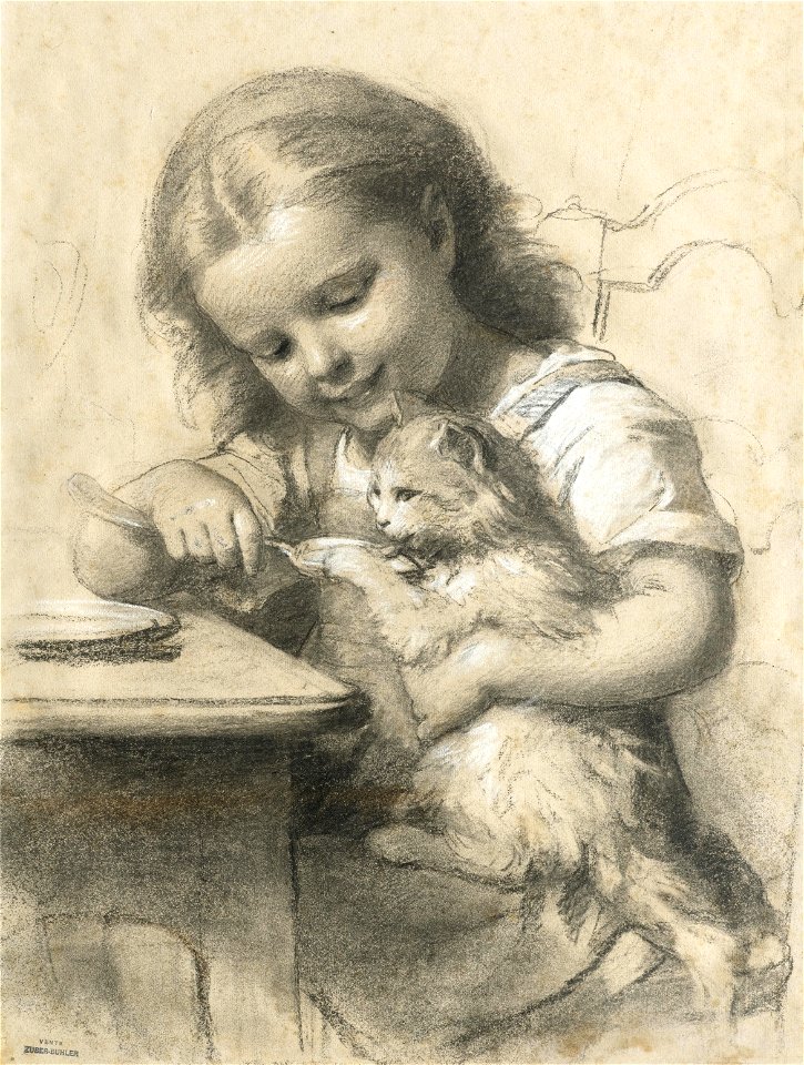 Fritz Zuber-Bühler Mädchen mit Katze