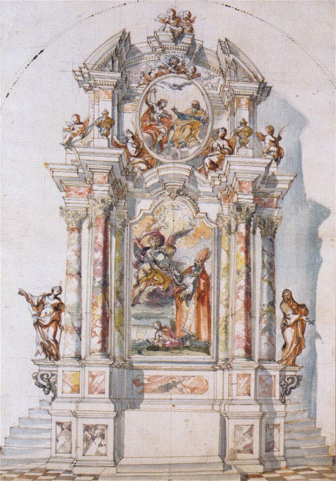 Fromiller - Entwurf für die Altarwand der Katharinenkapelle im Schloss Wernberg