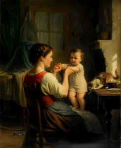 Fritz Zuber-Bühler - Bébé debout sur les genoux de sa mère