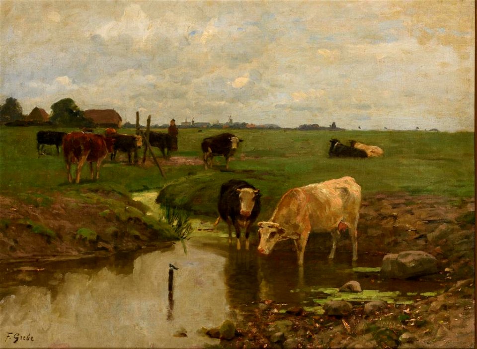 Fritz Grebe Norddeutsche Landschaft mit Kühen