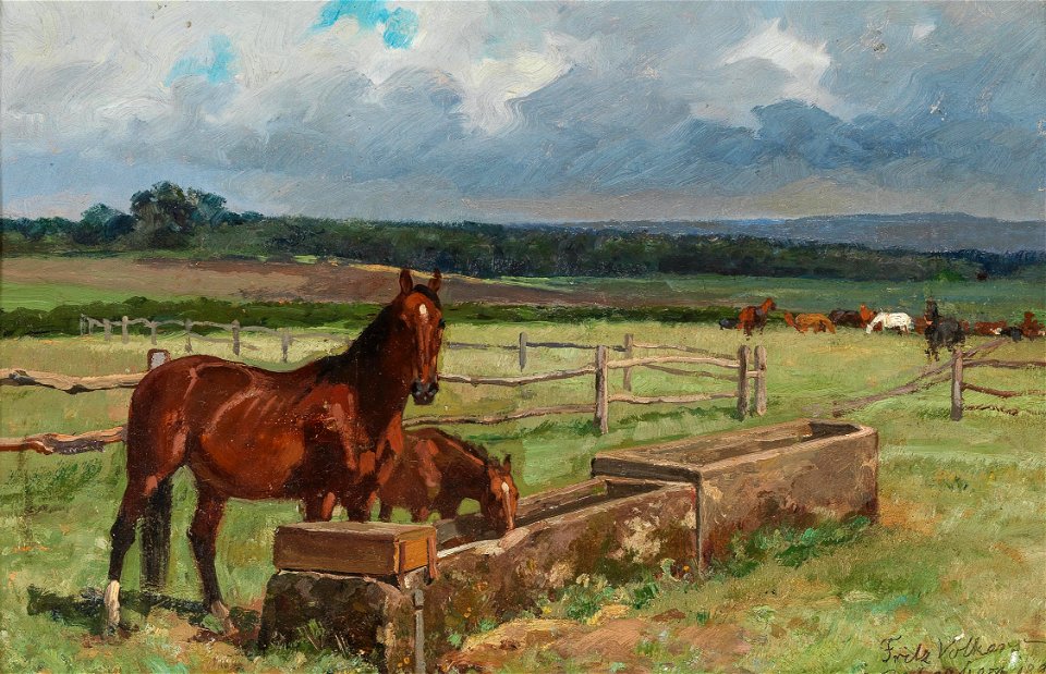 Fritz Volkers Pferdekoppel mit Tränke 1892