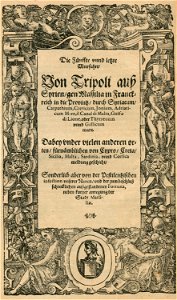 Frontispiece of the fifth travel of Jacob Breuning, return to Europe - Breuning Von Buchenbach Hans Jacob - 1612