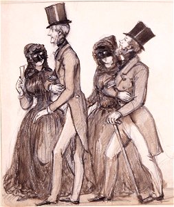 Fritz von Dardel - Les gens qui vont à une mascarade - Paris 1842