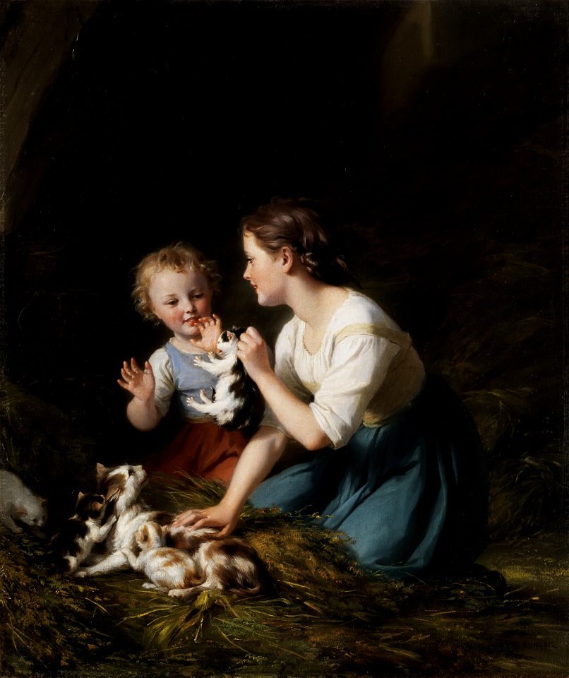 Fritz Zuber-Bühler Kinder mit Kätzchen